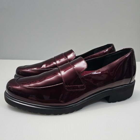 Munro Geena Penny Loafer Womens 9.5 Burgundy Red Shiny Patent Leather Slip On - Picture 13 of 13